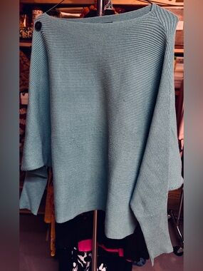 Faith & Zoe Ribbed Boatneck Sweater in Seafoam